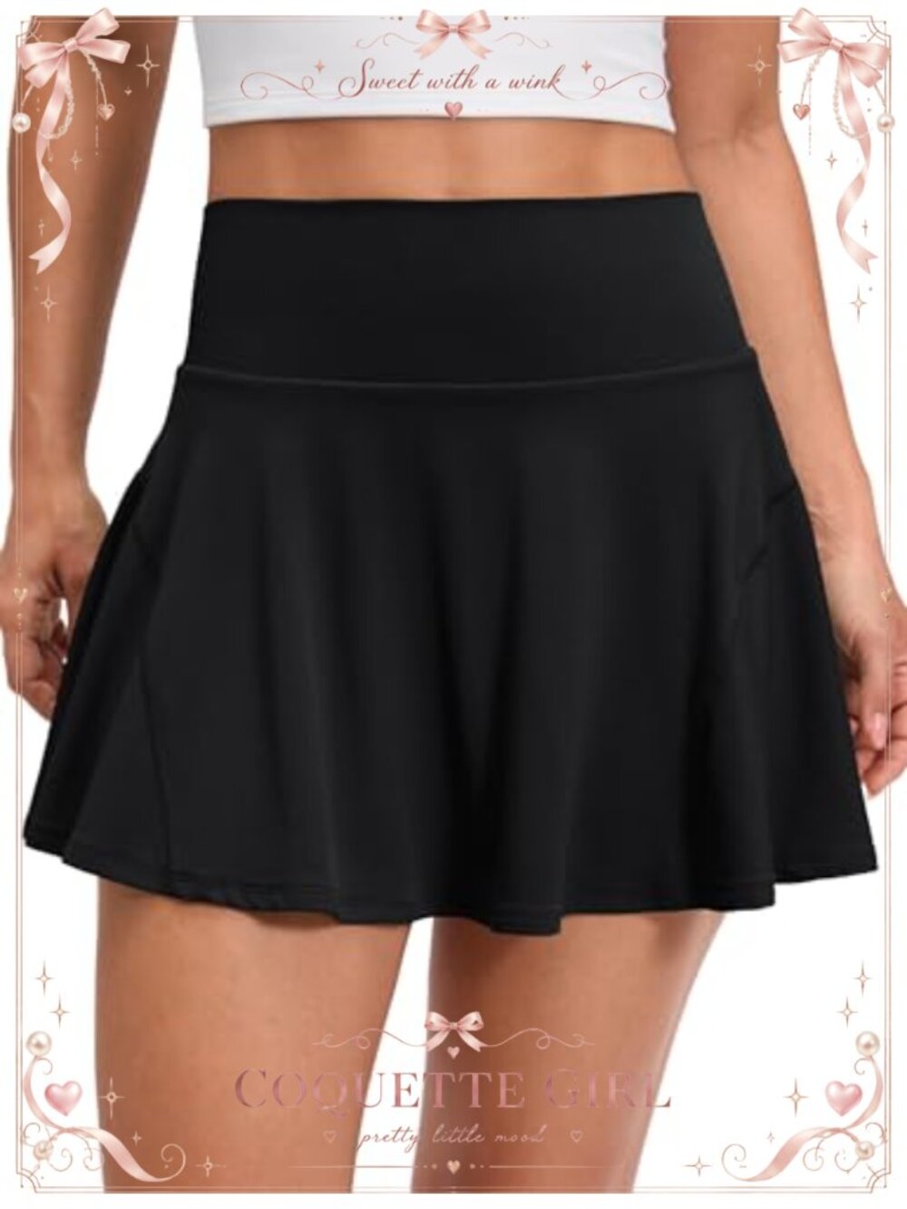 Flowy Pleated Tennis Skort High Waisted A-Line Built-in Shorts